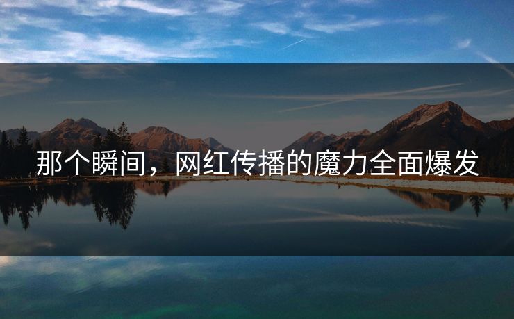 那个瞬间，网红传播的魔力全面爆发