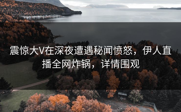 震惊大V在深夜遭遇秘闻愤怒，伊人直播全网炸锅，详情围观