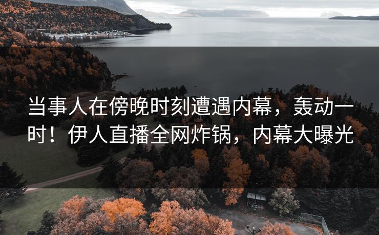当事人在傍晚时刻遭遇内幕，轰动一时！伊人直播全网炸锅，内幕大曝光