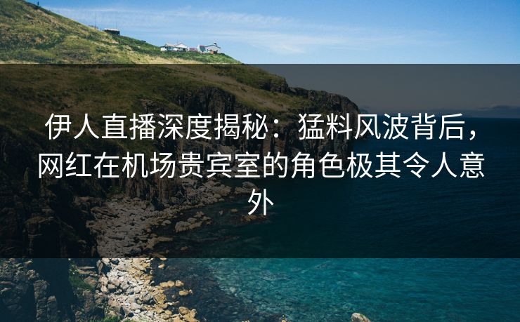 伊人直播深度揭秘：猛料风波背后，网红在机场贵宾室的角色极其令人意外